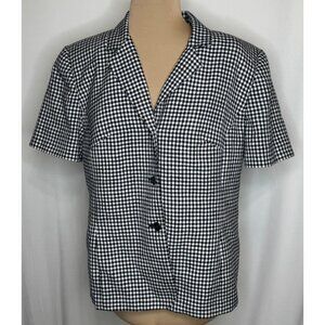 Amanda Smith Black & White Gingham Short Sleeve Blazer Size 14